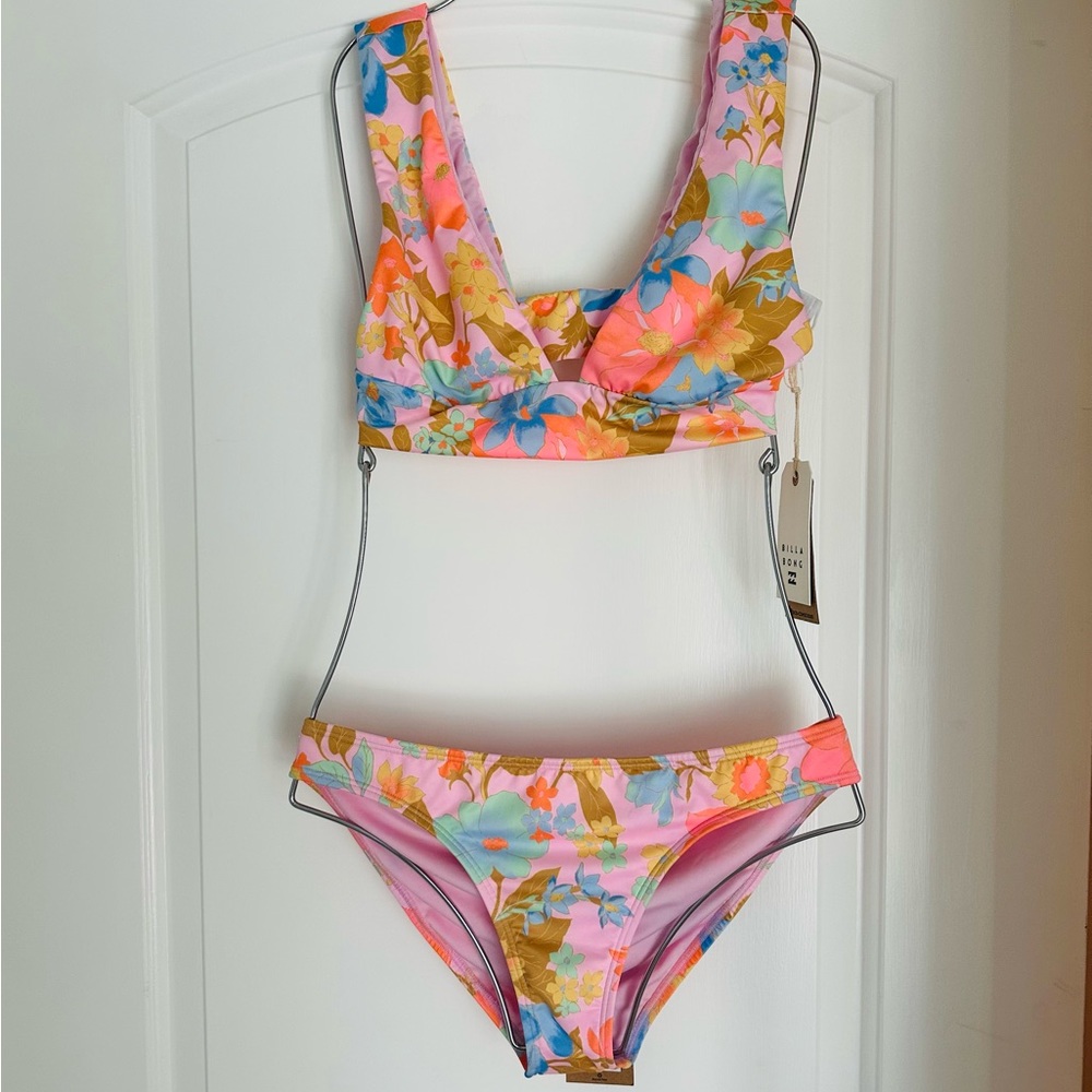 Billabong Pick Me Up Plunge Bikini Top + Matching Lowrider Bikini Bottom NWT - Picture 8 of 9